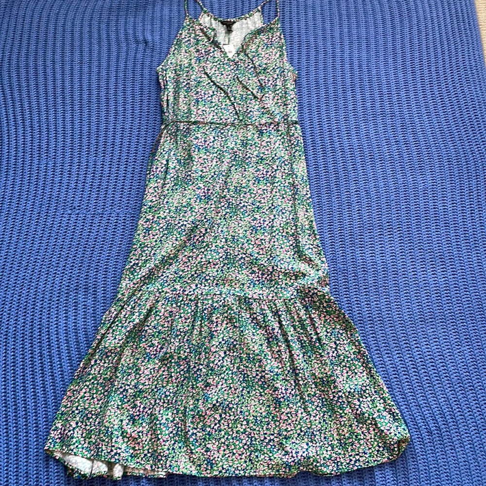 Banana Republic Green Flowered Midi Dress
